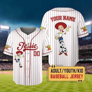 Personalized Wdw Toy Story 5 Characters Baseball Jersey, Custom Woody Buzz Lightyear Lilypad Shirts, Toy Story Baseball Team Outfit Bild 5