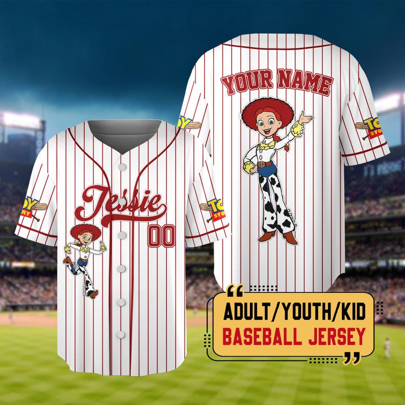 Personalized Wdw Toy Story 5 Characters Baseball Jersey, Custom Woody Buzz Lightyear Lilypad Shirts, Toy Story Baseball Team Outfit Bild 5