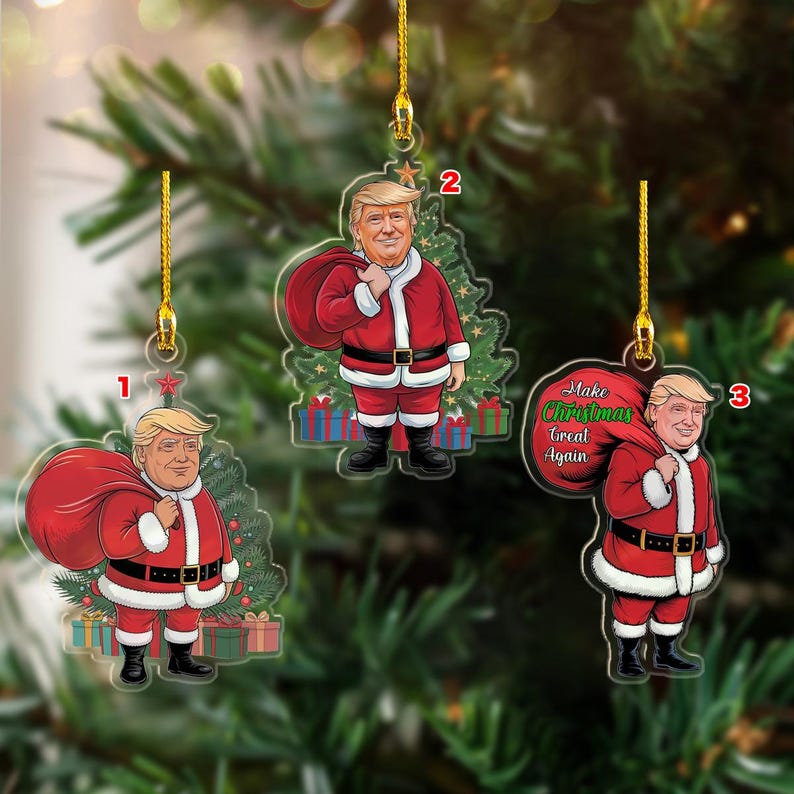 Funny Trump Christmas 2D Flat Ornament, Make Christmas Great Again