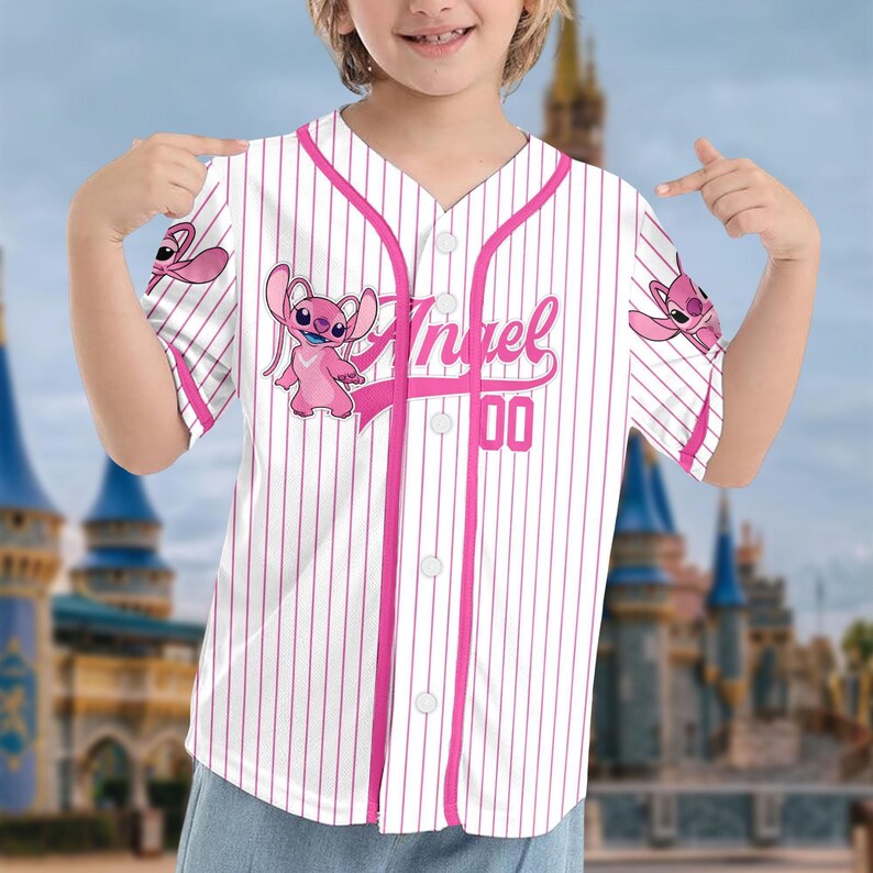 Personalized Disney Stitch Angel Baseball Jersey, Custom Kid Youth Adult Baseball Shirt, Lilo and Stitch Jersey, Stitch Birthday Girl Gift bild 5