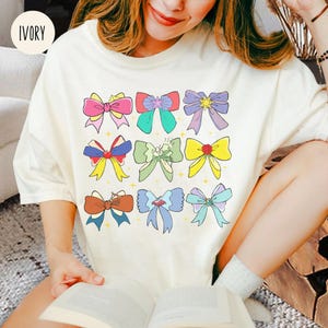 Princess Coquette Bow Watercolor Shirt, Magic Castle Sweatshirt, Aurora Ariel Belle Cinderella T-Shirt, Coquette Bow Girls Matching Tees image 1