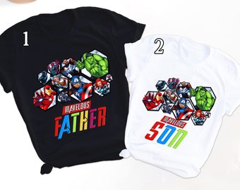 Chemise père et fils, chemise super-héros, chemise papa enfant, cadeau d'anniversaire assorti, chemise familiale héros assortie, cadeau fête des pères