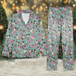Disney Mickey Minnie Mouse Christmas Pajamas, Cute Mickey Minnie Christmas Themed Sleepwear, Disney Outfit, Disney Xmas Pajamas Set Gift
