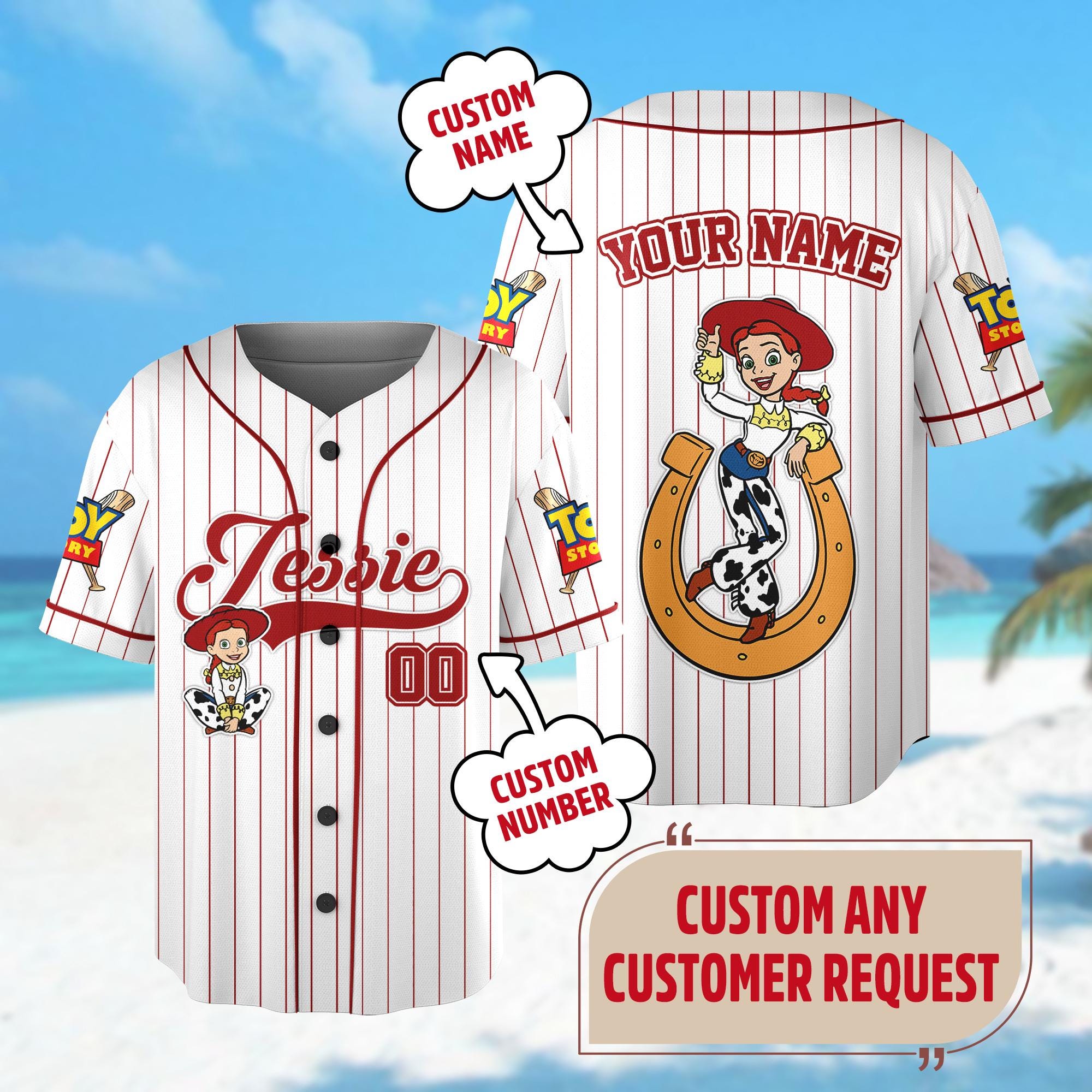 Discover Custom Disneyyy toy stories Jessie Baseball Jersey, Custom Kid Youth Adult Baseball Shirt
