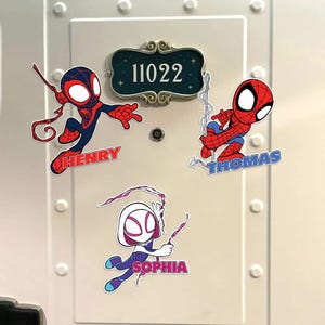 Personalized Spidey & His Amazing Friends Magnet Disney Cruise, Spidey Disney Stateroom Door Disney Wish Magnet, Spiderman Magnet