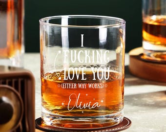 Personalized Whiskey Glass With Funny Quote For Boyfriend, Gift For Husband, Valentine Gifts for Men, Custom Whiskey Glass Gifts For Him