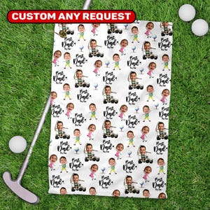 Custom Photo Best Dad By Par Golf Towels, Custom Face Photo Family Golf Towels, Family Polo Gift, Father&#39;s Day Gifts, Best Dad Golf Towels