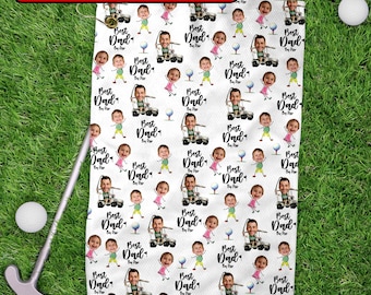 Custom Photo Best Dad By Par Golf Towels, Custom Face Photo Family Golf Towels, Family Polo Gift, Father's Day Gifts, Best Dad Golf Towels