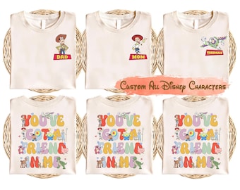 Custom Disney Toy Story Family Trip Matching Shirt, Disney Dad Mom Shirt, Buzz Lightyear Woody Jessie Personalized Toy Story Character Shirt