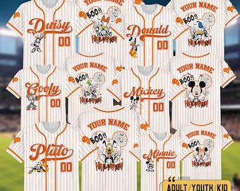 Personalized Disney Mickey Halloween Cosplay Baseball Jersey, Halloween Family Shirt, Custom Mickey & Friends Baseball Team Jersey