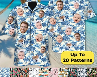 Camisa hawaiana personalizada con cara, camisa divertida con botones y cara personalizada, camisa hawaiana para despedida de soltero, camisa hawaiana de moda para fiestas, camiseta de playa de verano