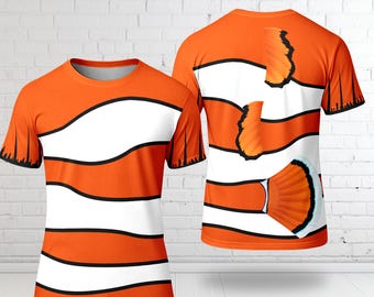 Marlin Costume T-Shirt, Marlin Halloween Cosplay Tee, Finding Nemo Character Cosplay Costume Tee, Marlin Finding Nemo All Over Print Shirt