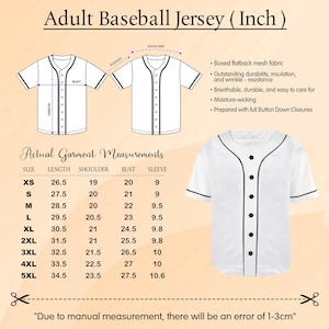 a baseball jersey size guide for men and women