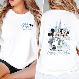 Funny Mr and Mrs Est 2024 Shirt, Mickey Minnie Honeymoon Couple Matching Shirt, Mickey Ears Castle Shirt, Minnie Wedding Anniversary Shirt