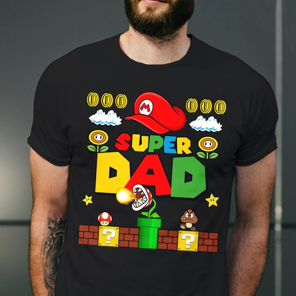 Custom Super Daddio Shirt, Super Papa Dad T-shirt For Father's Day, Dad Birthday Gift, Video Game Dad Tee, Gaming Family Matching Shirt RE