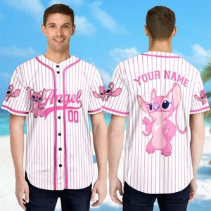 Personalized Disney Stitch Angel Baseball Jersey, Custom Kid Youth Adult Baseball Shirt, Lilo and Stitch Jersey, Stitch Birthday Girl Gift bild 4