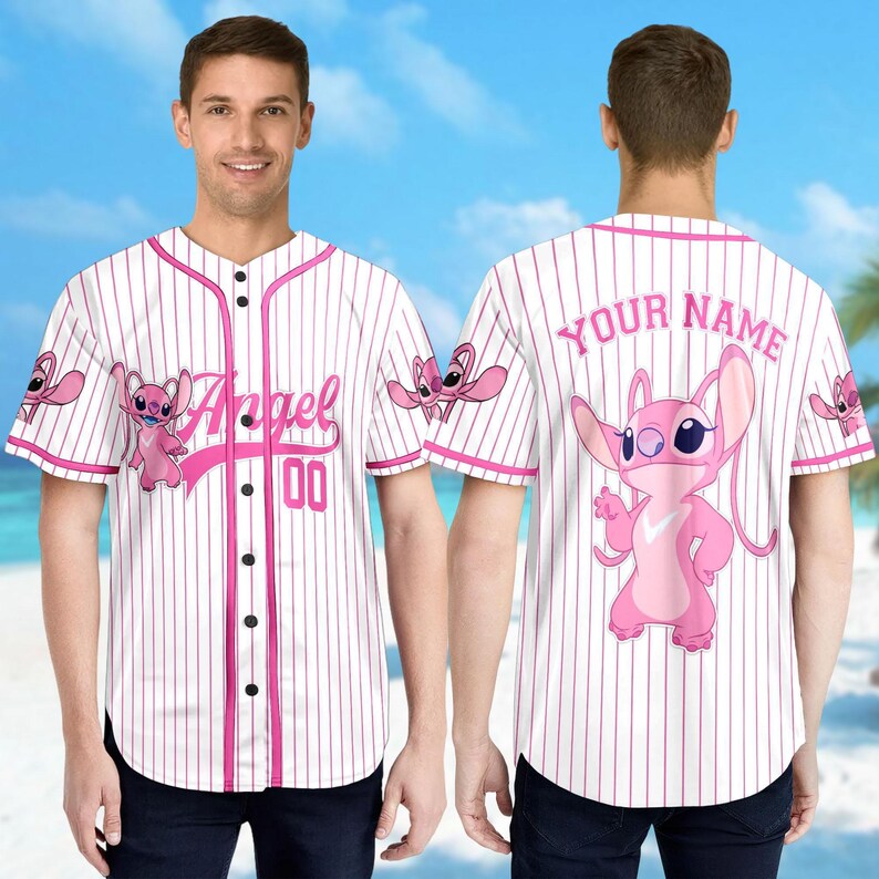 Personalized Disney Stitch Angel Baseball Jersey, Custom Kid Youth Adult Baseball Shirt, Lilo and Stitch Jersey, Stitch Birthday Girl Gift bild 4