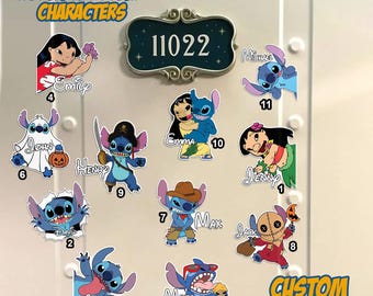 Personalized Lilo & Stitch Inspired Wdw Cruise Door Magnet, Wdw Stitch Pirates Cruise Squad Magnet, Family Cruise Ship Stateroom Door