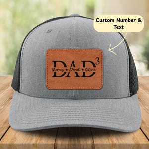 Custom Number And Kids Name Dad Trucker Snapback, Personalized Dad Leather Patch Hat, Dad & Kids Trucker Hat, Fathers Day Hat, Grandpa Gift