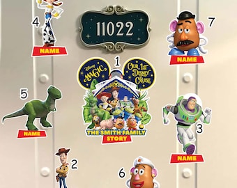 Personalized Disney Toy Story Inspired Disney Cruise Magnet, Buzz Lightyear Woody Jessie Magnet, Disney Family Cruise Ship Stateroom Door