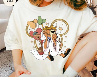 Retro Prince John And Sir Hiss Mickey Balloon Comfort Colors Shirt, Robin Hood Villains Disney Tee, Disneyland Trip 2025, Cute Birthday Gift