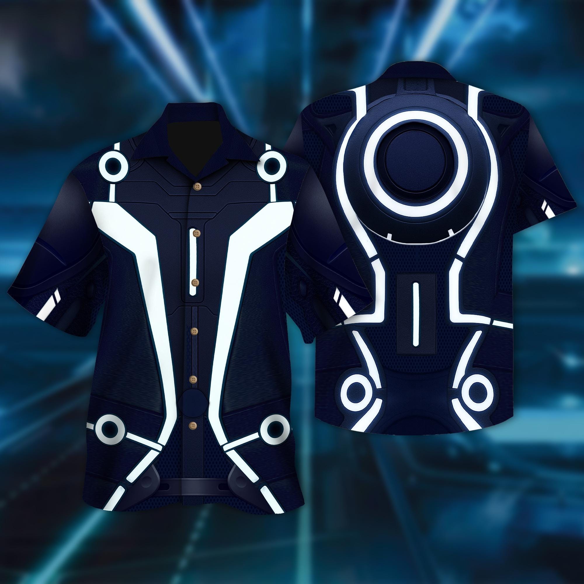 Discover Disney Tron Legacy Cosplay Halloween Hawaiian Shirt, Disney World Roller Coaster Button Up, Tron Legacy Magic Kingdom Trip Shirt
