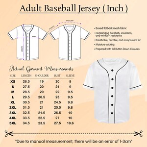 a baseball jersey size guide for men and women