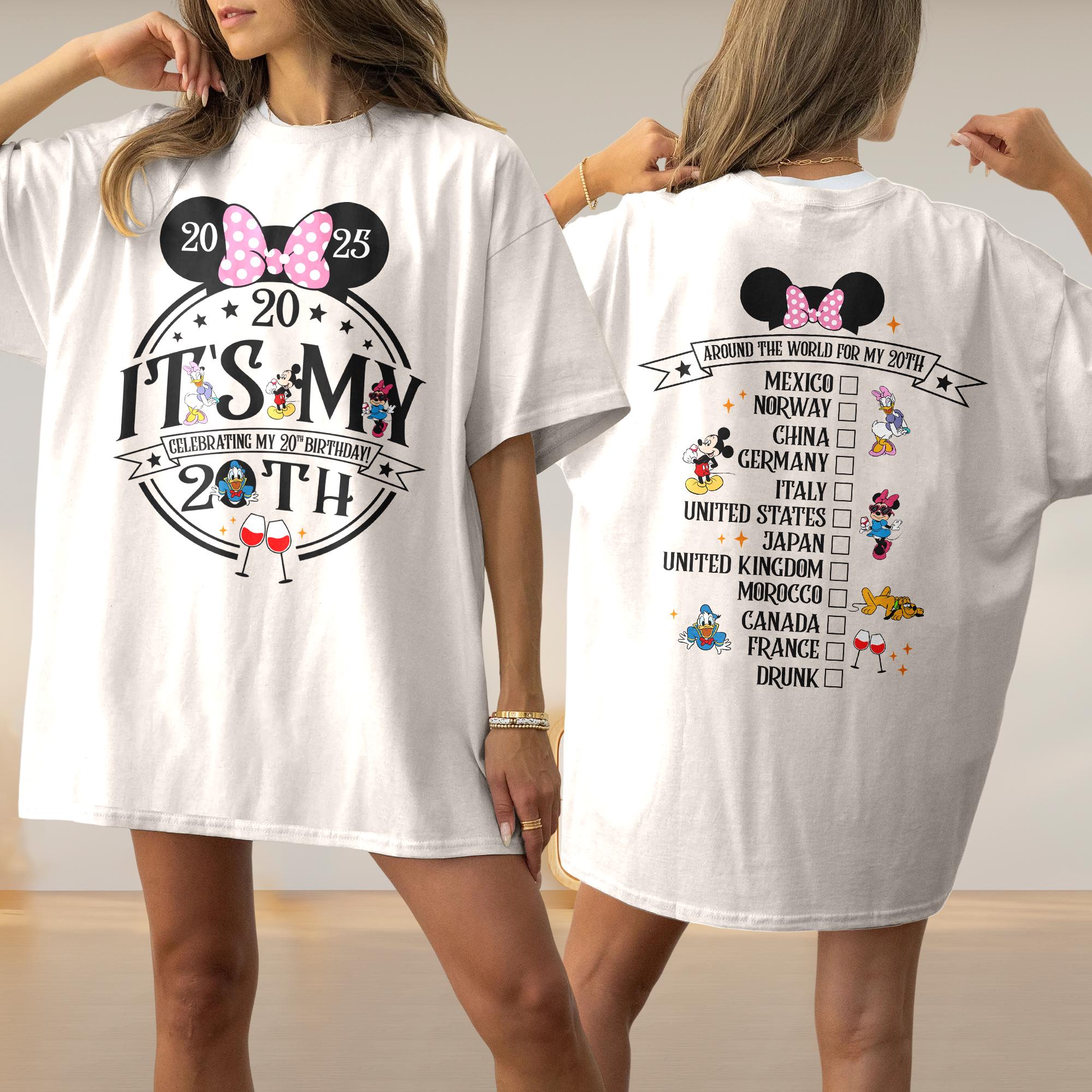 Two-sided Personalized It's My Birthday Shirt, Epcot Drinking Around the World Birthday Tee, Magic Kingdom Tee, Minnie Birthday Girl Gift