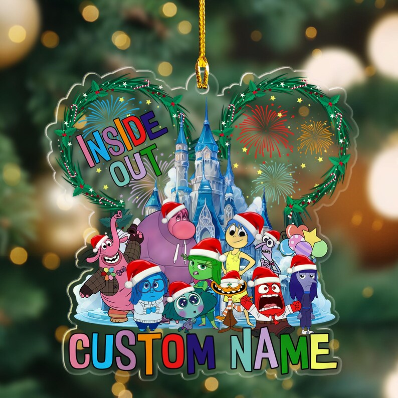 Personalized Inside Out 2 Christmas Themed Ornament, Custom Name Joy