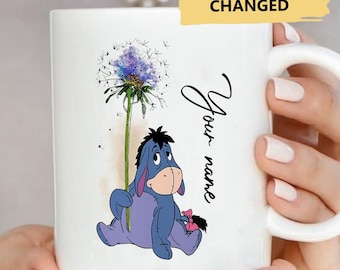 Personalized Donkey With Flower Mug, Cute Donkey Coffee Cup, Custom Donkey Lover Gift For Family Birthday, Donkey Movie White Office Cup