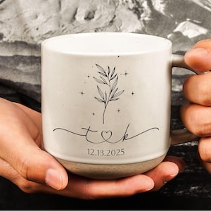 Personalized Engagement Pottery Mug Gift, Custom Wedding Pottery Mugs, Wedding Couple Gifts, Bridal Shower Gifts, Engagement Mug Gifts