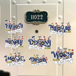 Personalized Mickey And Friends Disney Cruise Line Name Magnet, Custom Mickey Family Name Magnet, Disney Family Trip Cruise Door Magnet