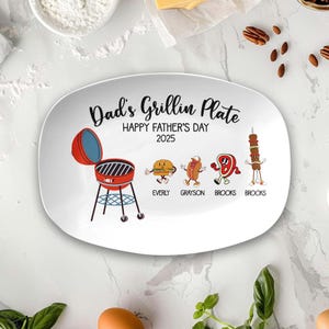 Personalized BBQ Grilling Plate For Father's Day, Custom Dad's Grillin Platter Gift For Dad, Papa's Grill Plate Birthday Gift, Gift For Dad