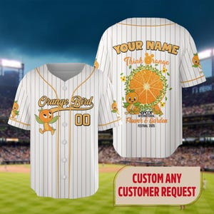 Custom Wdw Orange Bird Epcot Flower and Garden Baseball Jersey, Epcot Orange Bird Shirt, WDW Festival Family Trip Matching Tee