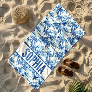 Personalized Tropical Pattern Beach Towels, Custom Beach Towel With Name, Custom Pool Towels, Birthday Vacation Beach Towel Gift, Trip Towel