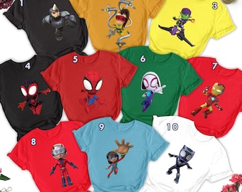 Custom Spidey And His Amazing Friends T-shirt, Personalized Spidey Family Hero Costume Matching Shirt, Spiderman Movie Halloween Shirt