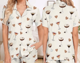 Trending Espresso Martini Short Pajamas Set, Espresso Martini Short Pajamas, Espresso Martini Pajamas Gift, Espresso Martini Pajamas Gifts
