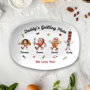 Personalized Photo & Name Daddy&#39;s Grilling Plate, Custom Photo BBQ Gift For Dad Grandpa, Unique Fathers Day Plate Gift, Grill Master Plate