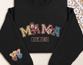 Personalized Wdw Minnie Mama Embroidered Sweatshirt, Custom Kids Name Wdw Sweater, Custom Minnie Mom Sweater, Mother's Day Gift