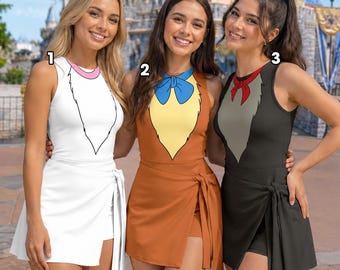 Three Cute Kittens Wrap Skort Dress, White Gray Black Cats Cosplay Costume Dress, Hlw Outfit, Halloween Trip Matching Outfits