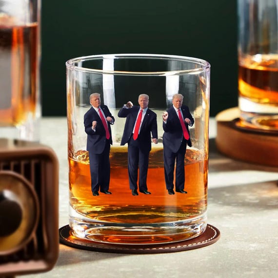 47Th President Of The United States Donald Trump Whiskey Glass Official Trump Store