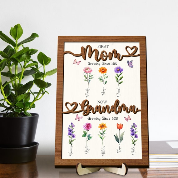 Personalized Birth Month Flowers Mothers Day, Custom Grandma's Garden Wooden Sign, Gift For Antie, Gift For Grandma, Mother's Day Gift - Canada