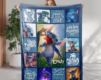 Personalized Disney Stitch Live Action Blanket, Disneyland Lilo And Stitch Blanket, Stitch Birthday Gifts, Disneyworld Newborn Blanket Gifts