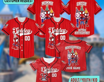 Custom Wdw Spidey Matching Family Jersey, Custom Spidey And His Amazing Friend Baseball Jersey Outfit, Spiderman Birthday Matching Jersey