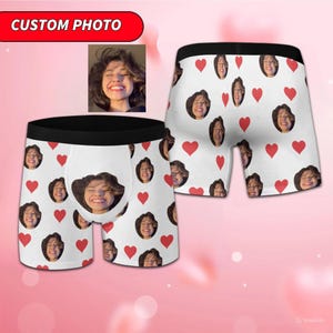 Personalized Face Boxer For Men, Custom Men Underwear With Girlfriend/Wife Photo, Valentine Day Gifts for Him, Funny Anniversary Gift