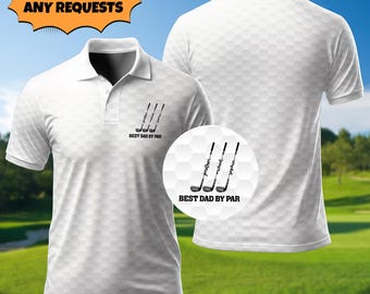 Personalized Best Dad By Par Polo Shirt, Fathers Day Gift For Him Golfing Shirt, Custom Gift For Husband, Golfer Papa & Kid Name Polo Shirt
