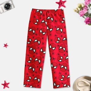 Spider Man Cartoon Pajama Pants, Spiderman Pajama Pants, Spider Man Friends Pajamas Pants, Spider Man Red Pajamas Pants, Spider Man Pjs
