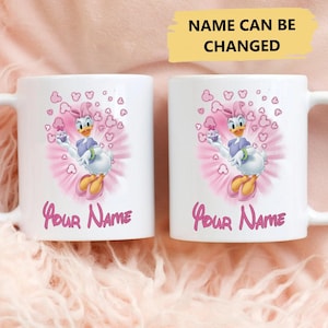 Personalized Girl Duck Mug, Cute Cartoon Duck Coffee Mugs, Custom Duck Office Tea Cup, Duck Character Gift For Her, Birthday Family Mug