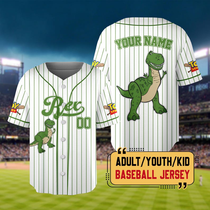 Personalized Wdw Toy Story 5 Characters Baseball Jersey, Custom Woody Buzz Lightyear Lilypad Shirts, Toy Story Baseball Team Outfit Bild 4