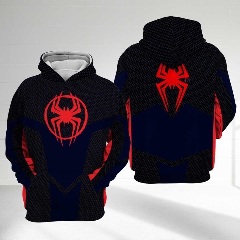 Miles Morales Spider-Man Across the Spider-Verse Cosplay Halloween Shirt, Spiderman Halloween Costume Hoodie, Spiderman All Over Printed Tee bild 2